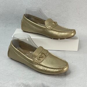 Cole Haan Womens Sz 9 Gold Leather Loafers Horsebit Driving Moccasins NikeAir